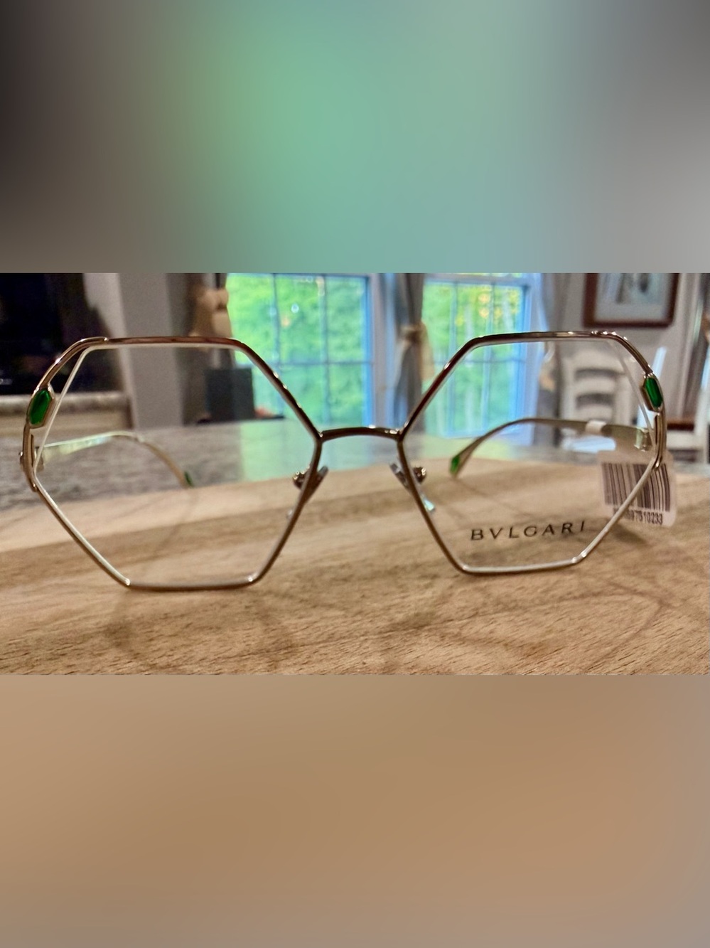 Bulgari Hexagonal Metal Eyeglasses in Gold-Tone